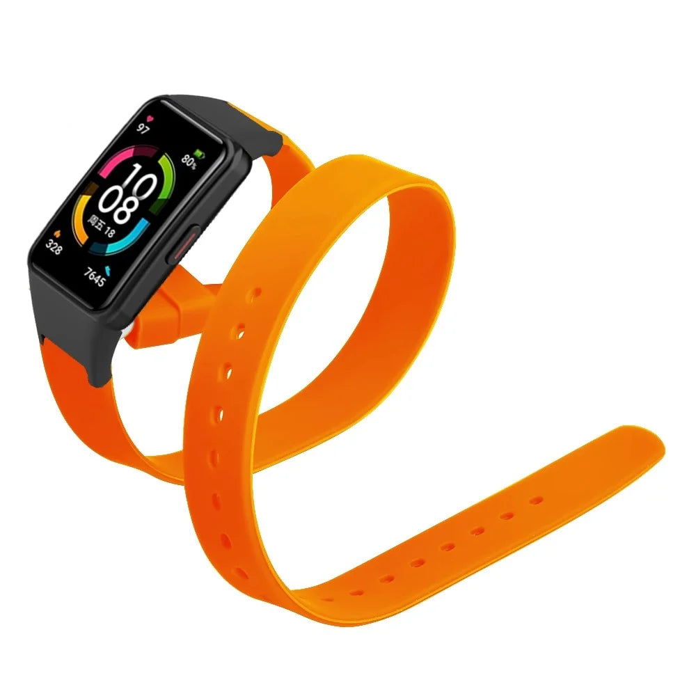For Huawei Band 6 / Band 6 Pro / Honor Band 6 Strap Long Silicone Watch Bands - Orange - 2