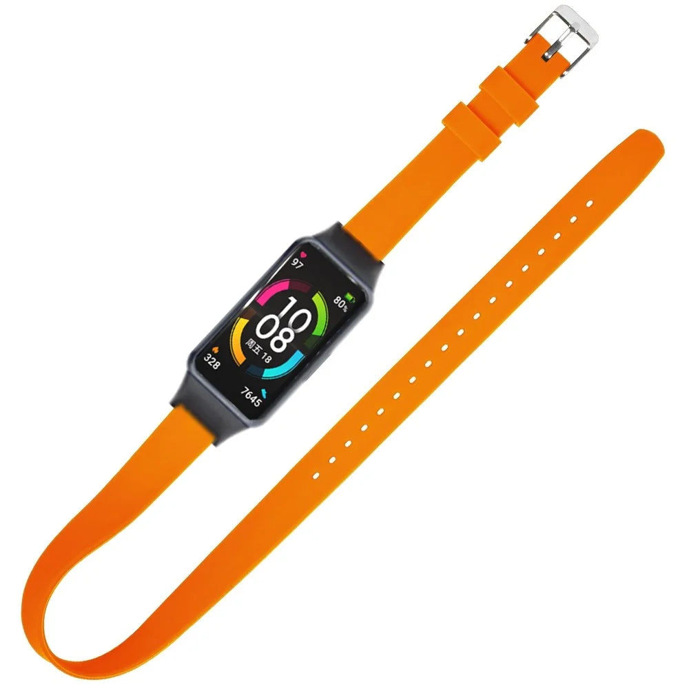 For Huawei Band 6 / Band 6 Pro / Honor Band 6 Strap Long Silicone Watch Bands - Orange - 3