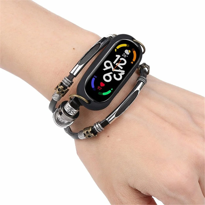 For Xiaomi Mi Band 7 / 6 / 5 NFC Beaded Bracelet Watch Beaded Alloy DIY Watch Strap - 4