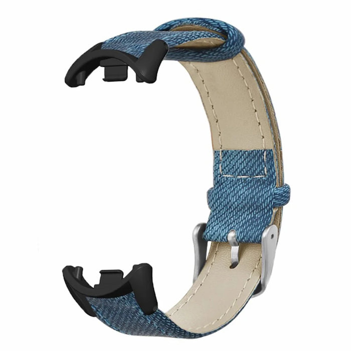 For Xiaomi Smart Band 9 NFC / 9 / 8 NFC / 8 Strap Denim Texture Cowhide Leather Band - Blue - 2