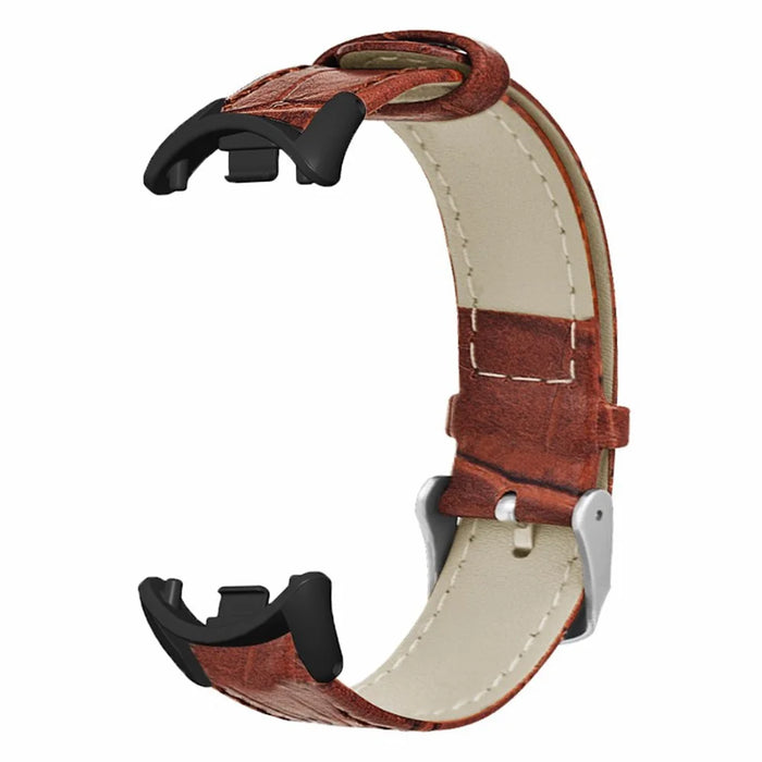 For Xiaomi Smart Band 9 NFC / 9 / 8 NFC / 8 Replacement Strap Bamboo Texture Cowhide Leather Band - Brown - 2