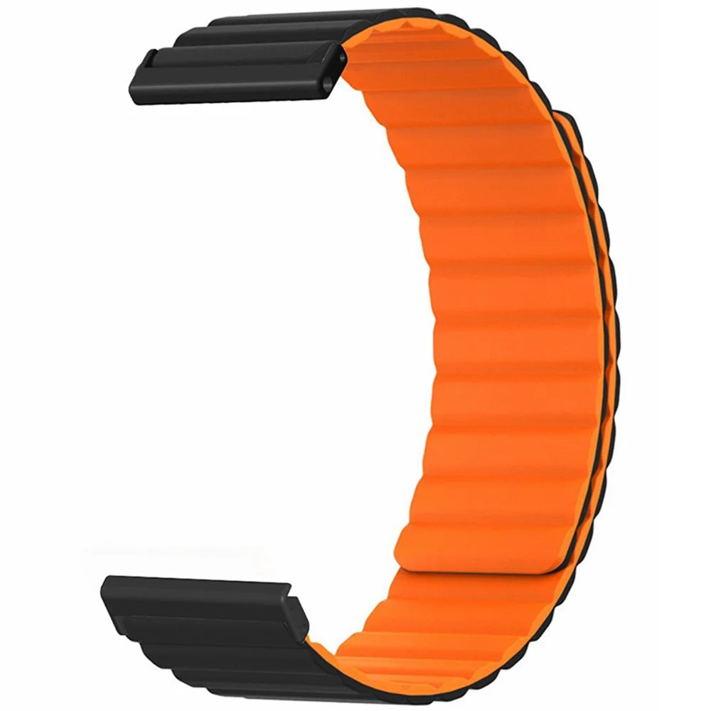 For Suunto Spartan Sport Wrist HR Baro / Suunto 7 Magnetic Band 24mm Silicone Watch Strap - Black+Orange - 2