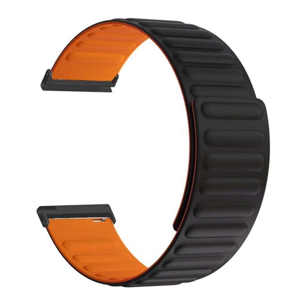 For Suunto Spartan Sport Wrist HR Baro / Suunto 7 Magnetic Band 24mm Silicone Watch Strap - Black+Orange - 3
