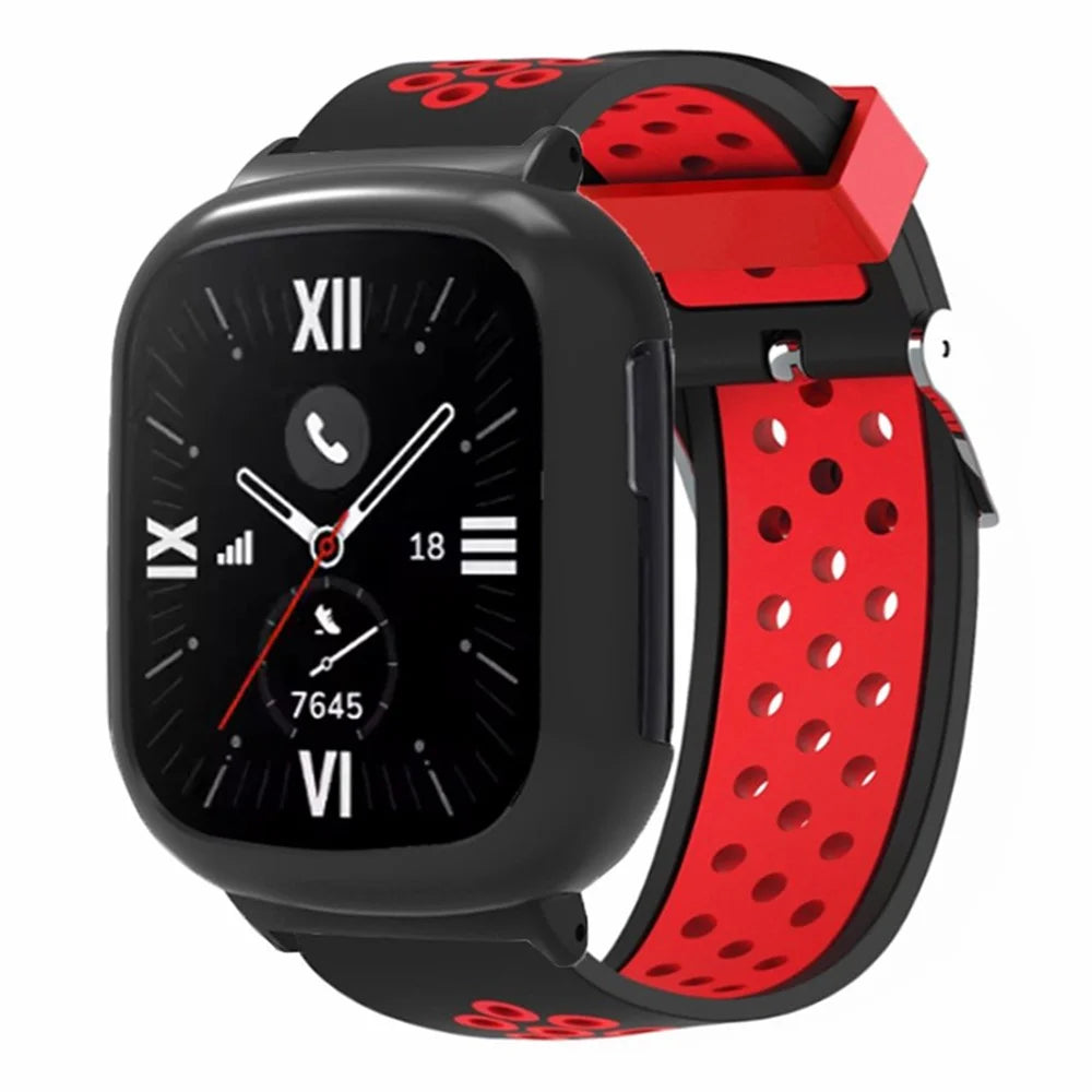 For Honor Watch 4 Adjustable Strap Dual Color Silicone Band with Watch Case - Black+Red - 2