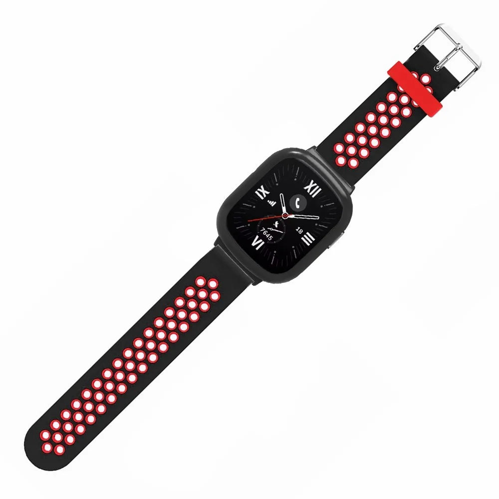 For Honor Watch 4 Adjustable Strap Dual Color Silicone Band with Watch Case - Black+Red - 3