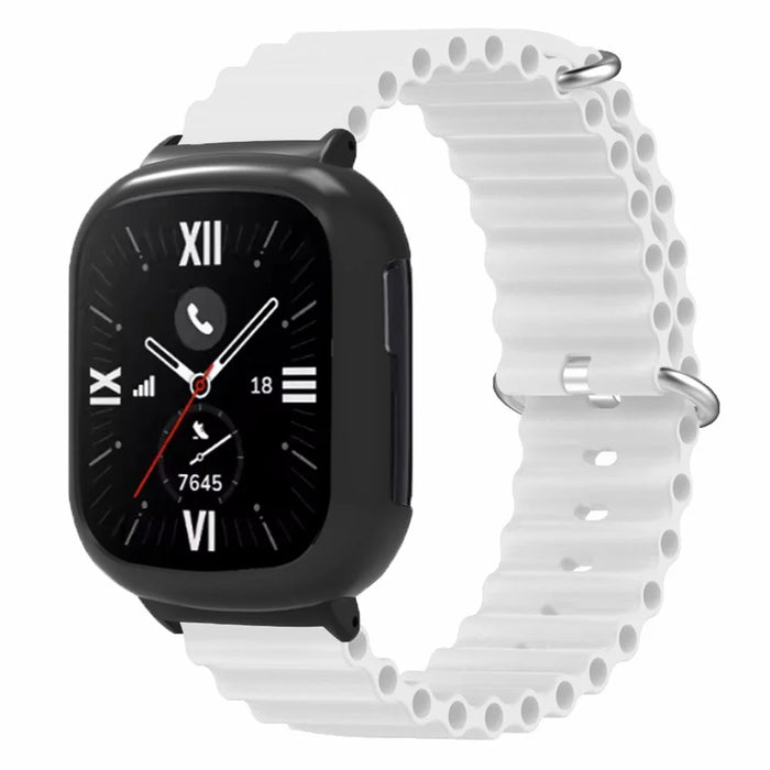 For Honor Watch 4 Wrist Strap Replacement Silicone Band with Watch Case - White - 3