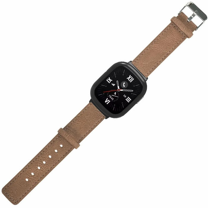 Retro PU Leather Watch Band for Honor Watch 4 Replacement Strap with PC Watch Case - Brown - 3