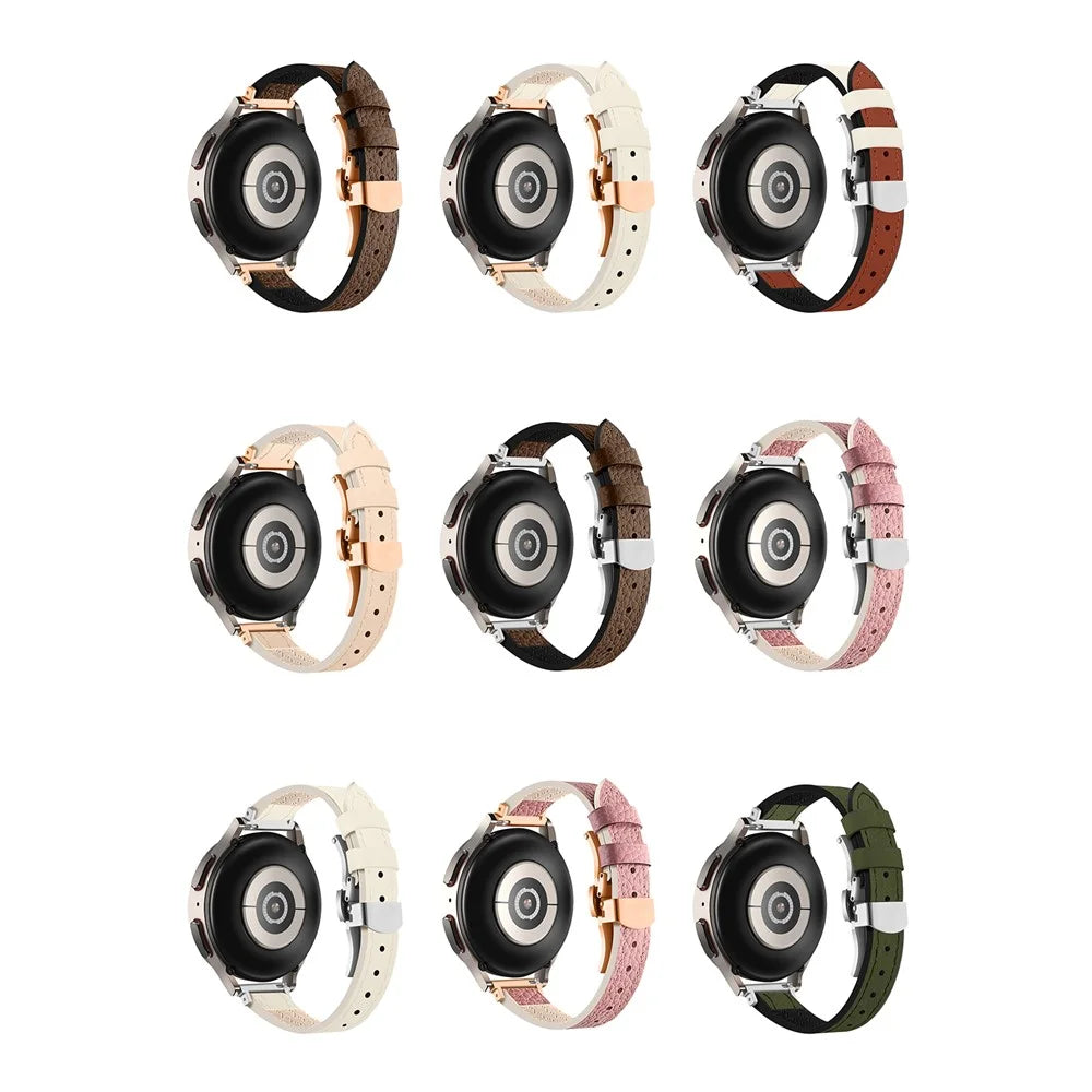 For Samsung Gear S3 Classic / Huawei Watch Ultimate / Xiaomi Watch S1 Watch Band 22mm Silicone+Genuine Leather Watch Strap - Brown / Rose Gold Buckle - 2