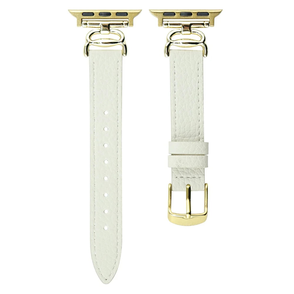 Replace Band for Apple Watch Ultra 3 2 1 49mm / Series 11 10 46mm / 9 8 7 45mm / SE3 SE2 SE 6 5 4 44mm / 3 2 1 42mm Leather Strap - White - 1