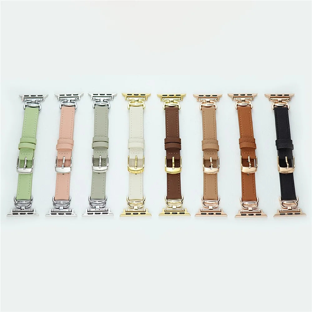 Replace Band for Apple Watch Ultra 3 2 1 49mm / Series 11 10 46mm / 9 8 7 45mm / SE3 SE2 SE 6 5 4 44mm / 3 2 1 42mm Leather Strap - White - 3