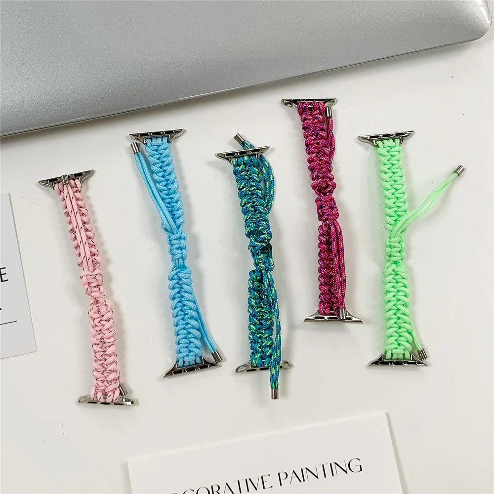 Watch Band for Apple Watch Series 11 10 42mm / 9 8 7 41mm / SE3 SE2 SE 6 5 4 40mm / 3 2 1 38mm Braided Rope Drawstring Slim Wrist Strap - Violet - 5