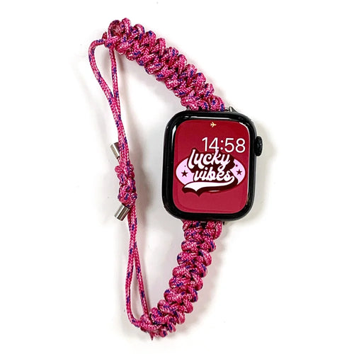 For Apple Watch Ultra 3 2 1 49mm / Series 11 10 46mm / 9 8 7 45mm / SE3 SE2 SE 6 5 4 44mm / 3 2 1 42mm Watch Strap Braided Rope Wrist Band - Violet - 1