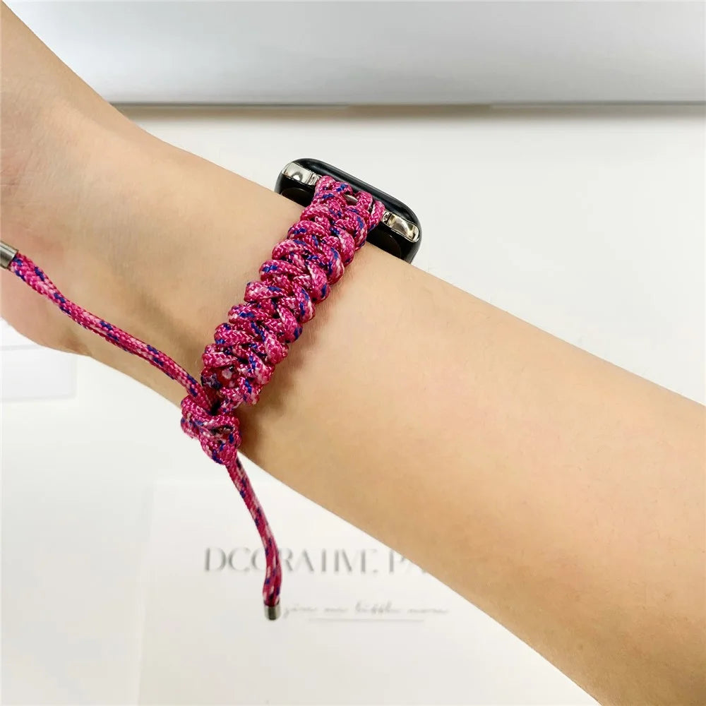 For Apple Watch Ultra 3 2 1 49mm / Series 11 10 46mm / 9 8 7 45mm / SE3 SE2 SE 6 5 4 44mm / 3 2 1 42mm Watch Strap Braided Rope Wrist Band - Violet - 3