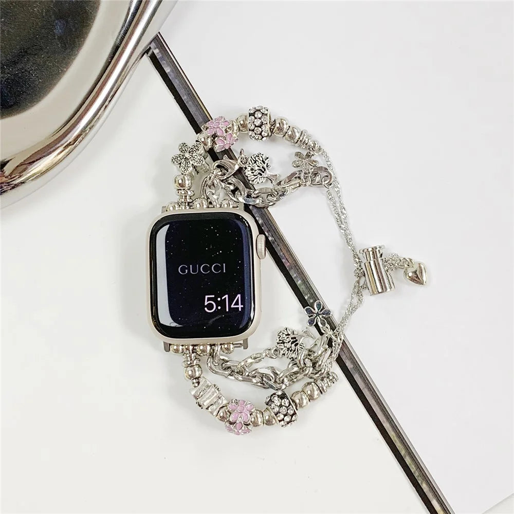 Watch Band for Apple Watch Series 11 10 42mm / 9 8 7 41mm / SE3 SE2 SE 6 5 4 40mm / 3 2 1 38mm Jewelry Bracelet Watch Band - Pink - 1