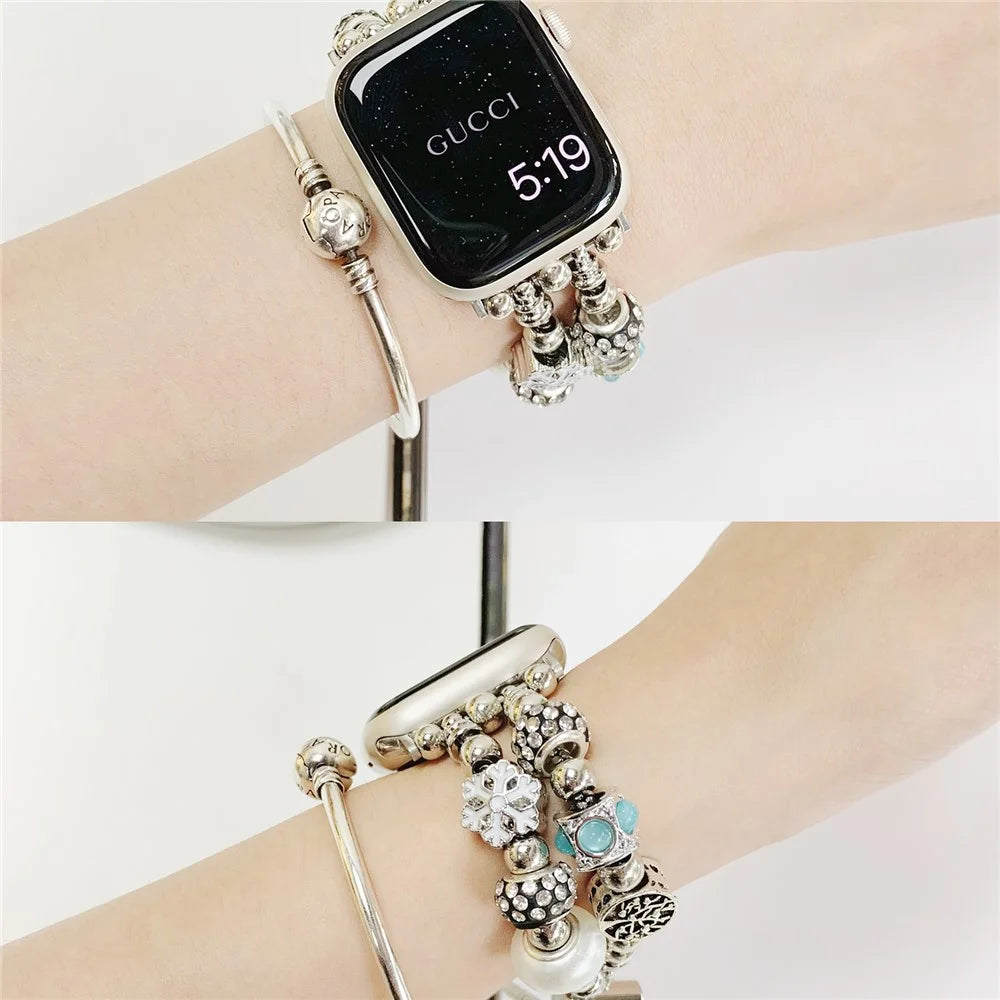 Watch Band for Apple Watch Series 11 10 42mm / 9 8 7 41mm / SE3 SE2 SE 6 5 4 40mm / 3 2 1 38mm Jewelry Bracelet Watch Band - Pink - 2