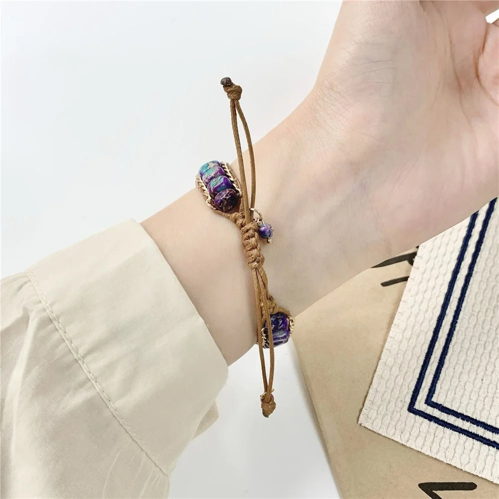 For Apple Watch Ultra 3 2 1 49mm / Series 11 10 46mm / 9 8 7 45mm / SE3 SE2 SE 6 5 4 44mm / 3 2 1 42mm Watch Band Stones Braided Bracelet - Blue - 3