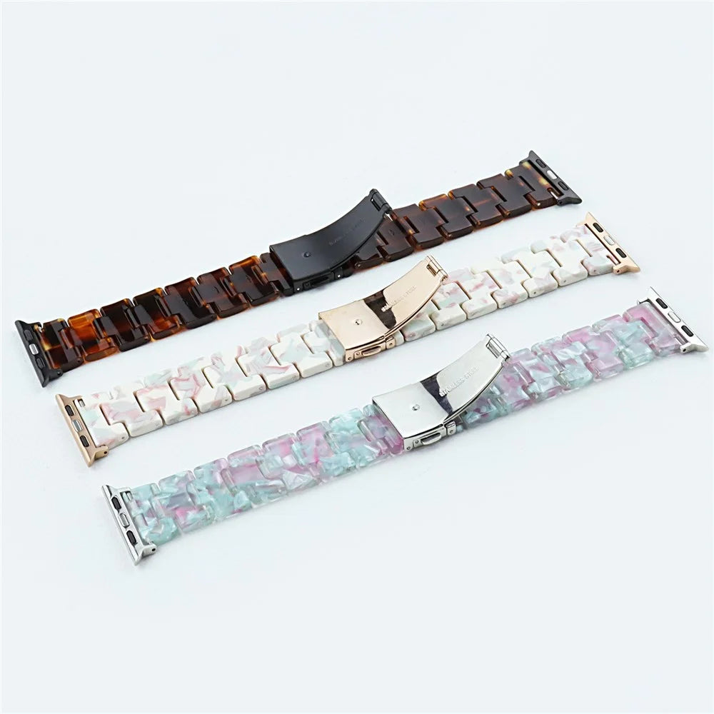 Watch Band for Apple Watch Series 11 10 42mm / 9 8 7 41mm / SE3 SE2 SE 6 5 4 40mm / 3 2 1 38mm Watch Strap Resin Wrist Band - Tortoiseshell - 3