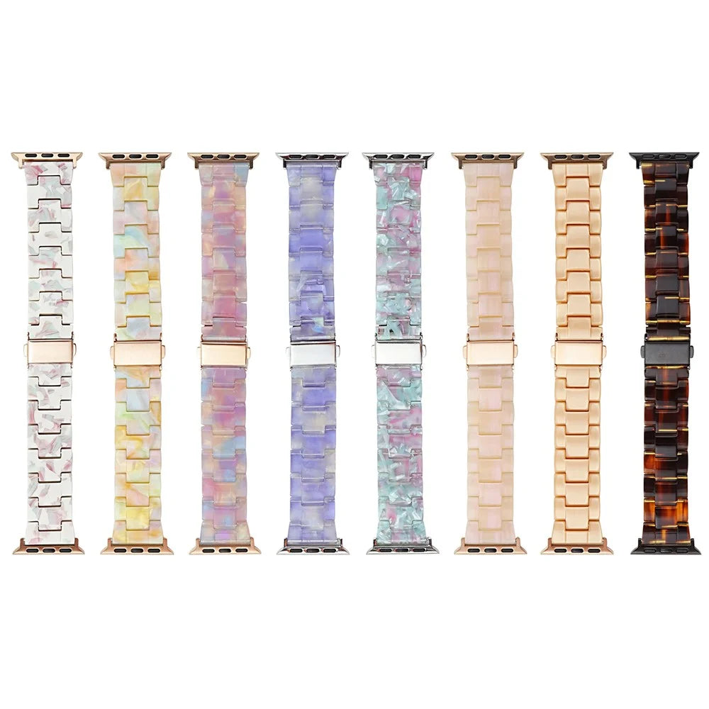 Watch Band for Apple Watch Series 11 10 42mm / 9 8 7 41mm / SE3 SE2 SE 6 5 4 40mm / 3 2 1 38mm Watch Strap Resin Wrist Band - Tortoiseshell - 4