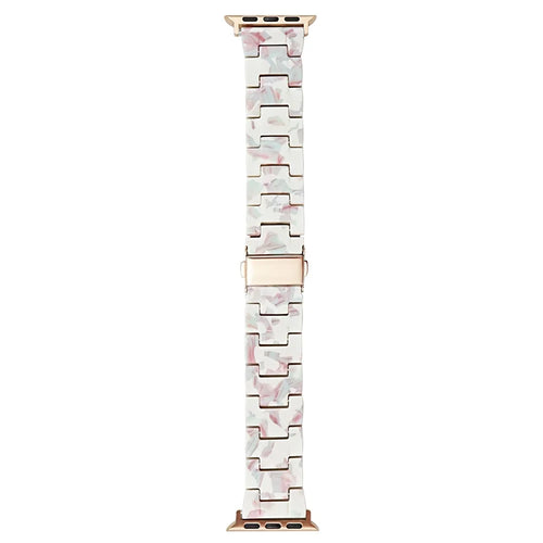 For Apple Watch Ultra 3 2 1 49mm / Series 11 10 46mm / 9 8 7 45mm / SE3 SE2 SE 6 5 4 44mm / 3 2 1 42mm Watch Band Resin Strap - Pink White - 1