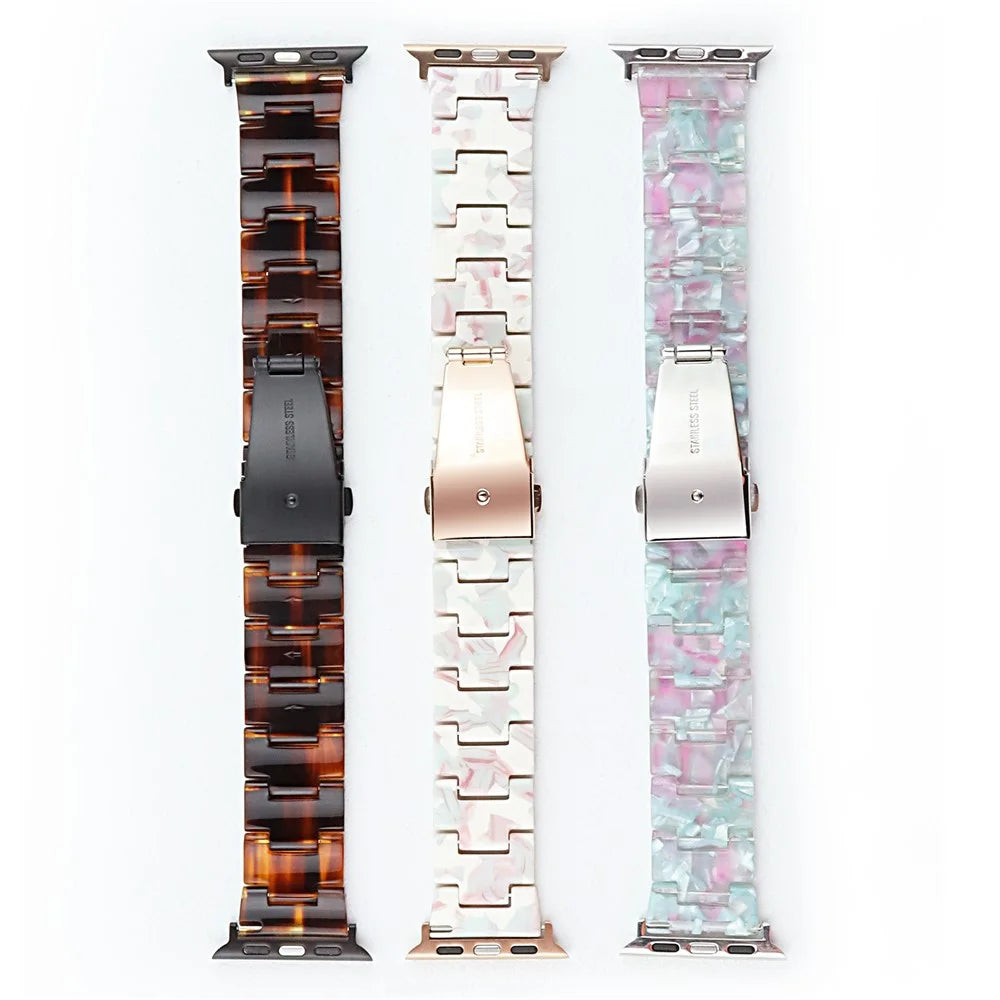 For Apple Watch Ultra 3 2 1 49mm / Series 11 10 46mm / 9 8 7 45mm / SE3 SE2 SE 6 5 4 44mm / 3 2 1 42mm Watch Band Resin Strap - Pink White - 2