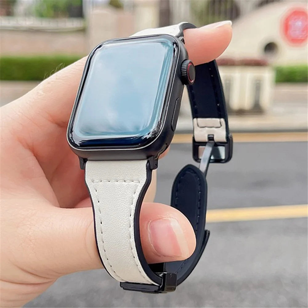 Watch Band for Apple Watch Series 11 10 42mm / 9 8 7 41mm / SE3 SE2 SE 6 5 4 40mm / 3 2 1 38mm Soft Leather Wrist Strap - White - 1