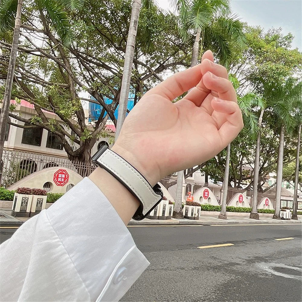 Watch Band for Apple Watch Series 11 10 42mm / 9 8 7 41mm / SE3 SE2 SE 6 5 4 40mm / 3 2 1 38mm Soft Leather Wrist Strap - White - 3
