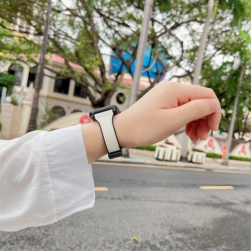 Watch Band for Apple Watch Series 11 10 42mm / 9 8 7 41mm / SE3 SE2 SE 6 5 4 40mm / 3 2 1 38mm Soft Leather Wrist Strap - White - 4