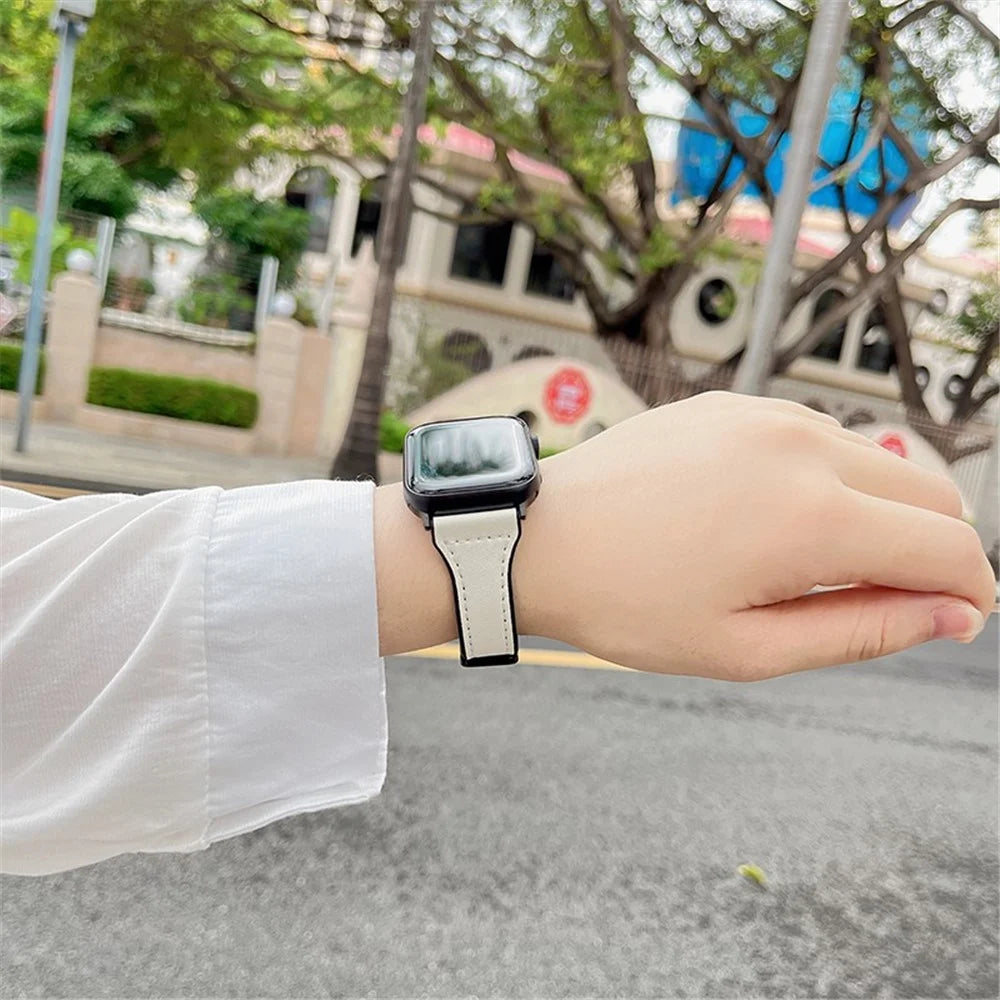 Watch Band for Apple Watch Series 11 10 42mm / 9 8 7 41mm / SE3 SE2 SE 6 5 4 40mm / 3 2 1 38mm Soft Leather Wrist Strap - White - 5