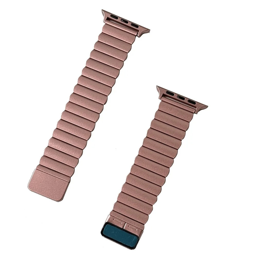 For Apple Watch Ultra 3 2 1 49mm / Series 11 10 46mm / 9 8 7 45mm / SE3 SE2 SE 6 5 4 44mm / 3 2 1 42mm Wrist Strap Magnetic Watch Band - Pink - 1