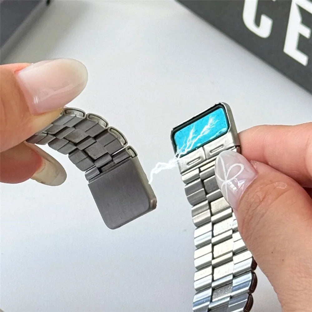 For Apple Watch Ultra 3 2 1 49mm / Series 11 10 46mm / 9 8 7 45mm / SE3 SE2 SE 6 5 4 44mm / 3 2 1 42mm Wrist Strap Magnetic Watch Band - Pink - 5