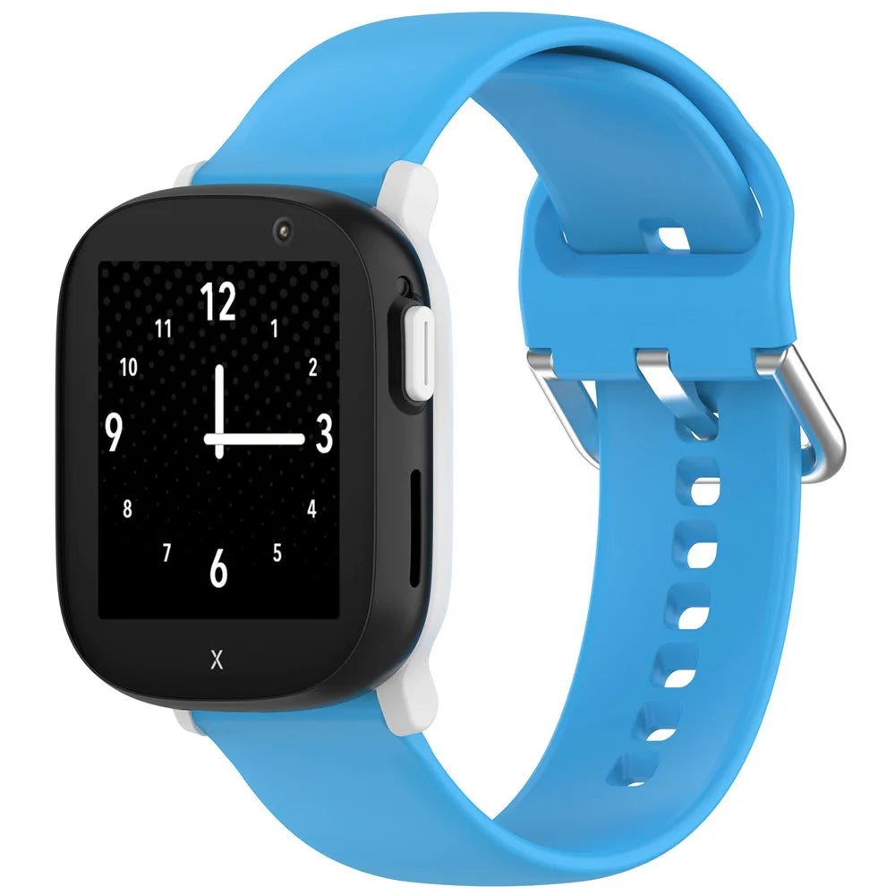 For Xplora X6 Play Watch Band 20mm Silicone Sport Strap with Silver Buckle, Size: L - Sky Blue - 2