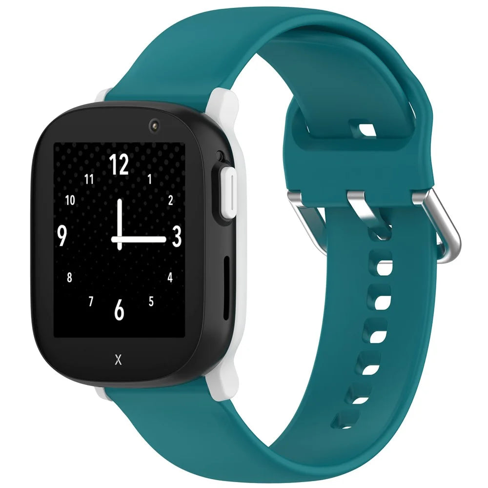 For Xplora X6 Play Silicone Sport Bands 20mm Replacement Watch Strap with Silver Buckle, Size: S - Official Green - 2