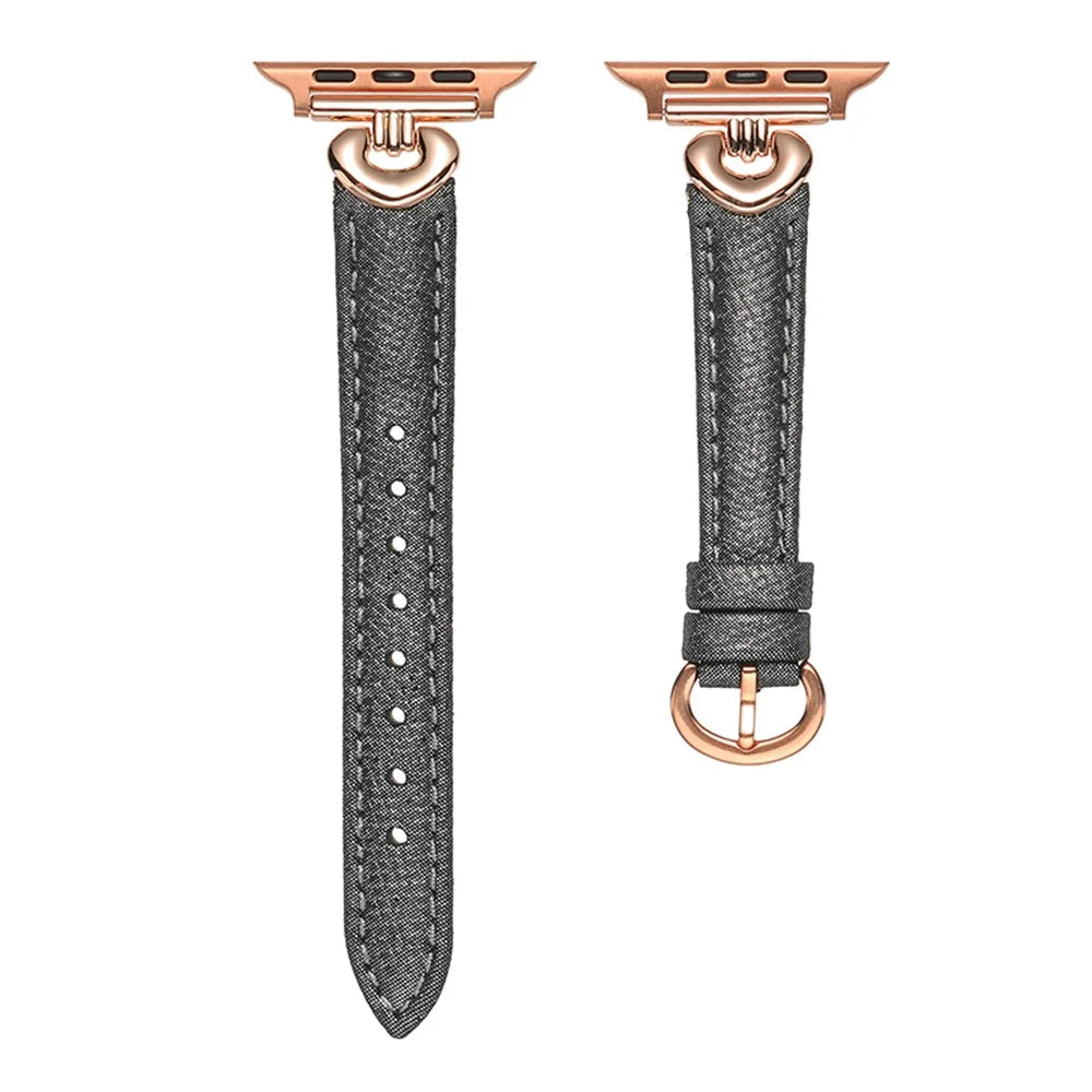 Watch Band for Apple Watch Series 11 10 42mm / 9 8 7 41mm / SE3 SE2 SE 6 5 4 40mm / 3 2 1 38mm Sheepskin Watch Strap - Black - 1
