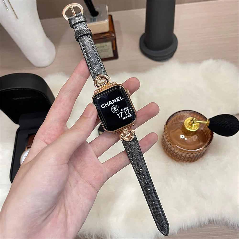 Watch Band for Apple Watch Series 11 10 42mm / 9 8 7 41mm / SE3 SE2 SE 6 5 4 40mm / 3 2 1 38mm Sheepskin Watch Strap - Black - 4