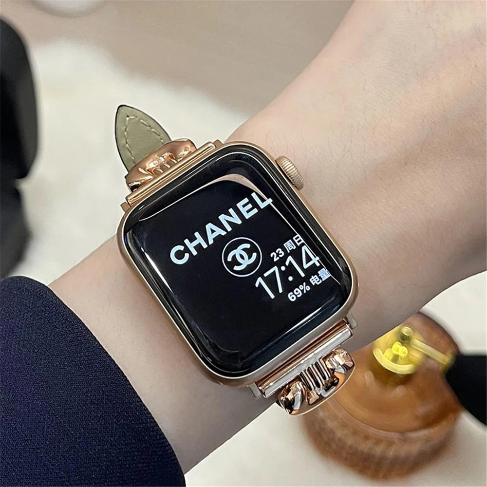 Watch Band for Apple Watch Series 11 10 42mm / 9 8 7 41mm / SE3 SE2 SE 6 5 4 40mm / 3 2 1 38mm Sheepskin Watch Strap - Black - 5