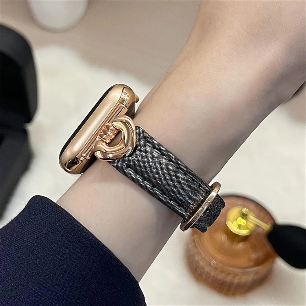 Watch Band for Apple Watch Series 11 10 42mm / 9 8 7 41mm / SE3 SE2 SE 6 5 4 40mm / 3 2 1 38mm Sheepskin Watch Strap - Black - 6