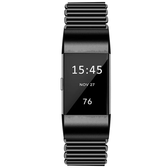 For Fitbit Charge 2 Electroplating Color Easy Adjustment Stainless Steel Watch Strap - Black - 3
