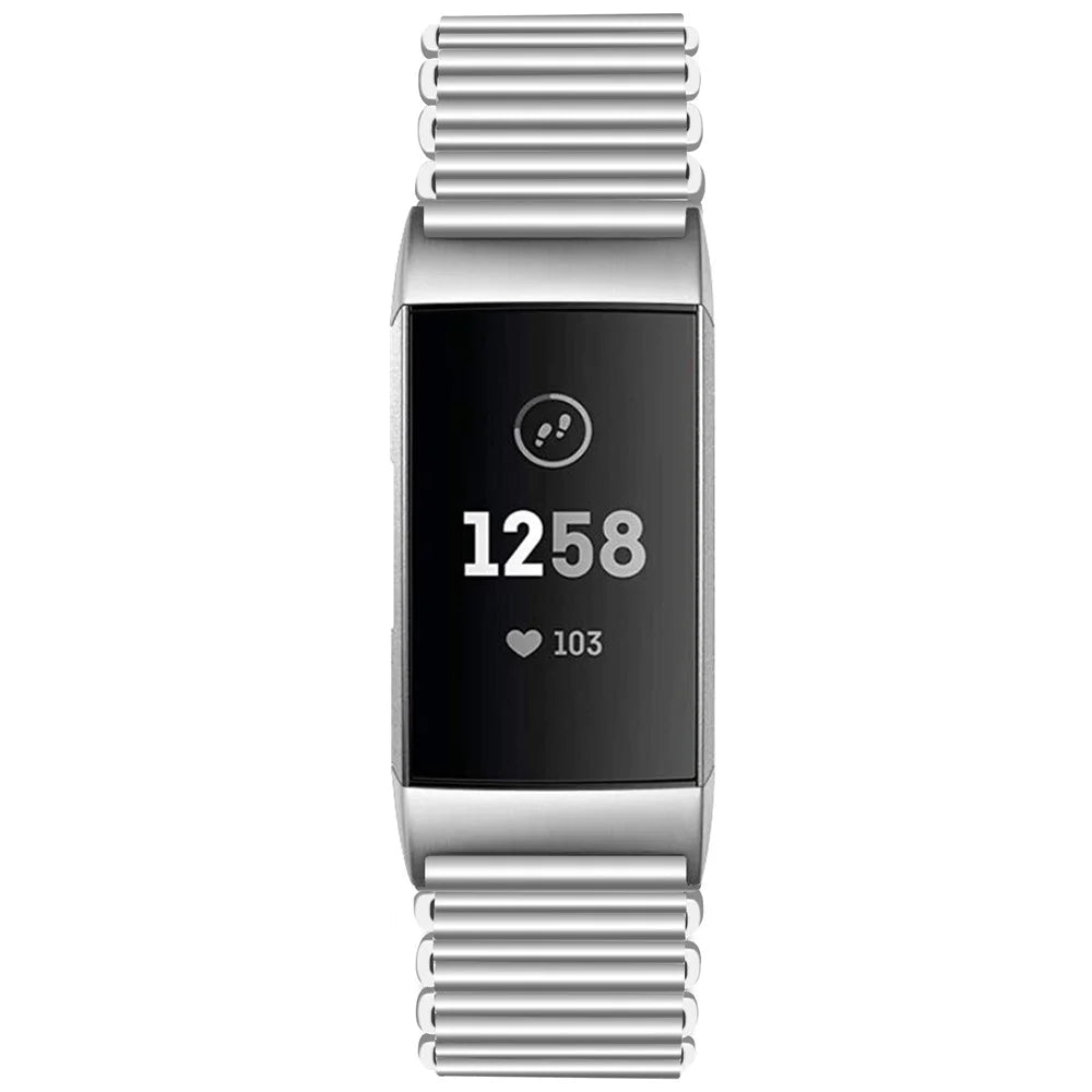 For Fitbit Charge 3 / 4 / 3 SE Fashionable Smart Watch Band Stainless Steel Loop Back Strap - Silver - 3