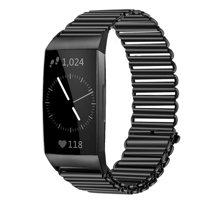 Stainless Steel Watch Strap for Fitbit Charge 3 / 4 / 3 SE Electroplating Color Wrist Band - Black - 2