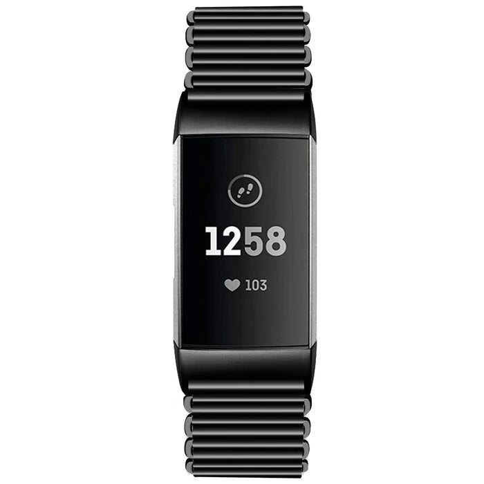 Stainless Steel Watch Strap for Fitbit Charge 3 / 4 / 3 SE Electroplating Color Wrist Band - Black - 3