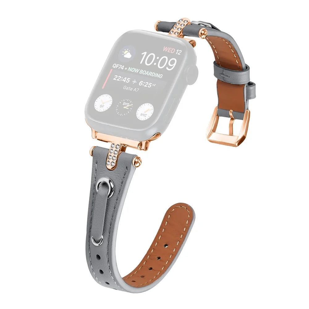 Watch Band for Apple Watch Series 11 10 42mm / 9 8 7 41mm / SE3 SE2 SE 6 5 4 40mm / 3 2 1 38mm Watch Band Rose Gold Buckle Watch Strap - Grey - 1