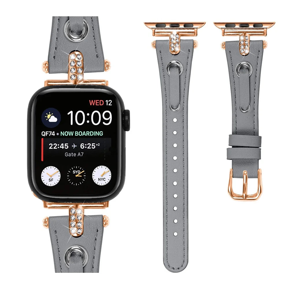 Watch Band for Apple Watch Series 11 10 42mm / 9 8 7 41mm / SE3 SE2 SE 6 5 4 40mm / 3 2 1 38mm Watch Band Rose Gold Buckle Watch Strap - Grey - 2