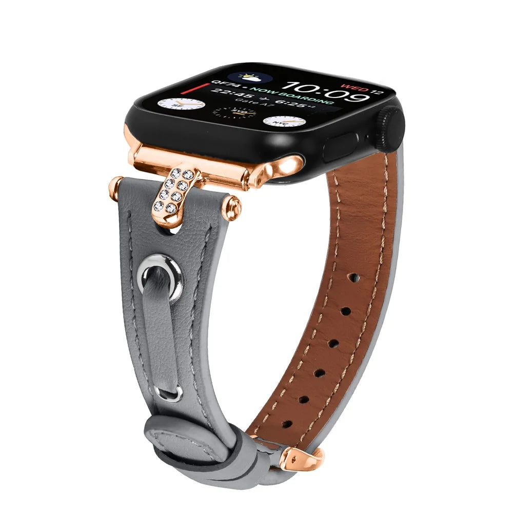 Watch Band for Apple Watch Series 11 10 42mm / 9 8 7 41mm / SE3 SE2 SE 6 5 4 40mm / 3 2 1 38mm Watch Band Rose Gold Buckle Watch Strap - Grey - 3