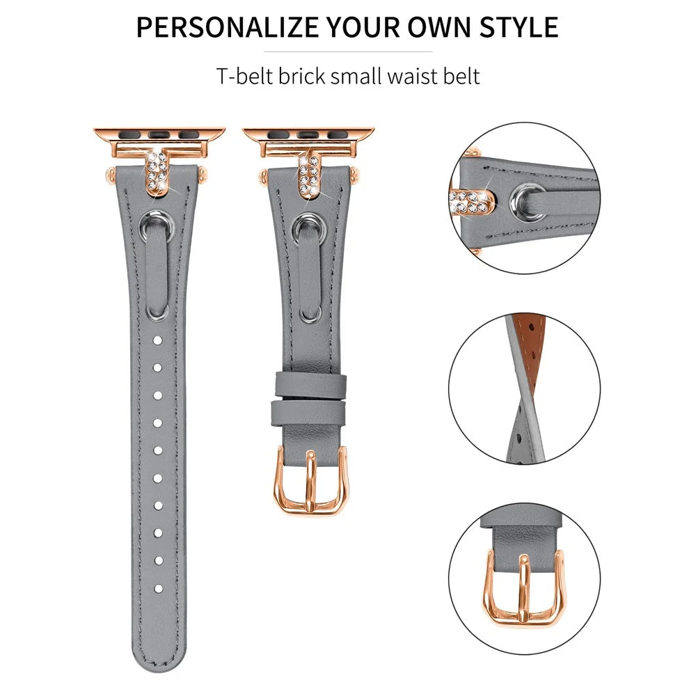 Watch Band for Apple Watch Series 11 10 42mm / 9 8 7 41mm / SE3 SE2 SE 6 5 4 40mm / 3 2 1 38mm Watch Band Rose Gold Buckle Watch Strap - Grey - 4