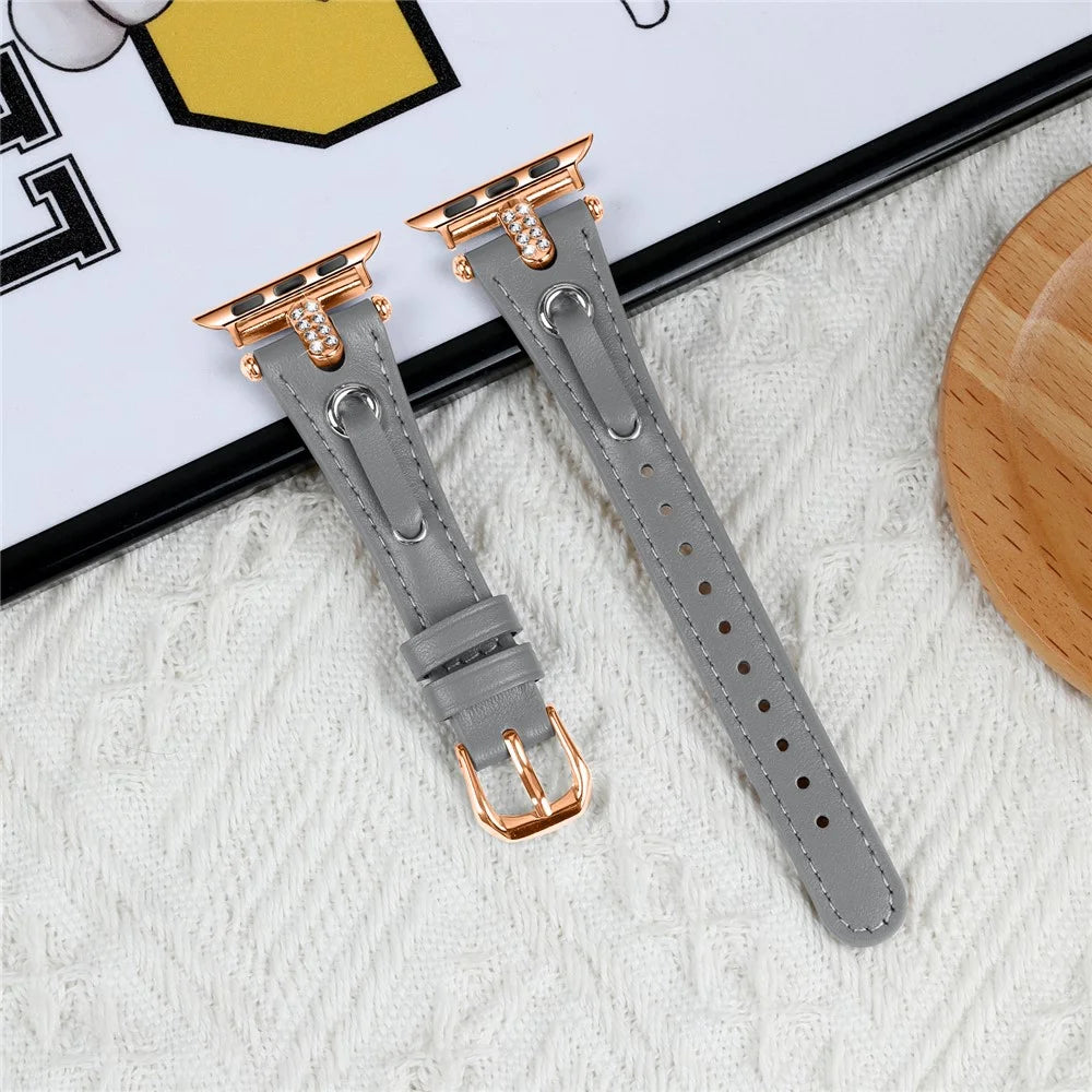 Watch Band for Apple Watch Series 11 10 42mm / 9 8 7 41mm / SE3 SE2 SE 6 5 4 40mm / 3 2 1 38mm Watch Band Rose Gold Buckle Watch Strap - Grey - 5