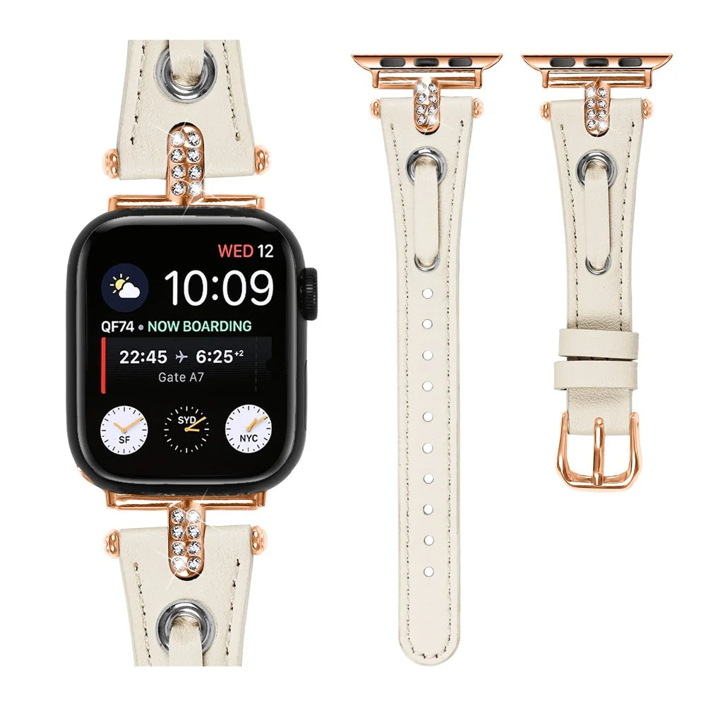 For Apple Watch Ultra 3 2 1 49mm / Series 11 10 46mm / 9 8 7 45mm / SE3 SE2 SE 6 5 4 44mm / 3 2 1 42mm Rose Gold Buckle Watchband - Apricot - 2
