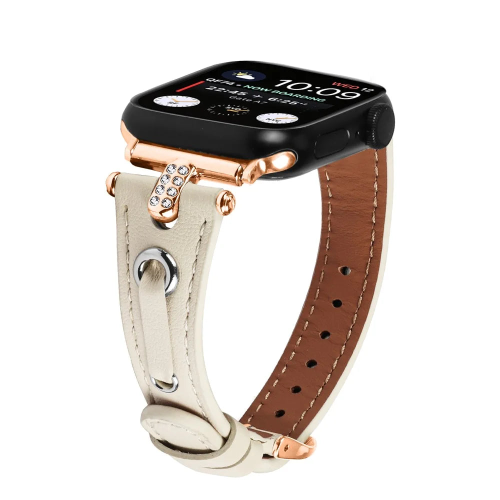 For Apple Watch Ultra 3 2 1 49mm / Series 11 10 46mm / 9 8 7 45mm / SE3 SE2 SE 6 5 4 44mm / 3 2 1 42mm Rose Gold Buckle Watchband - Apricot - 3