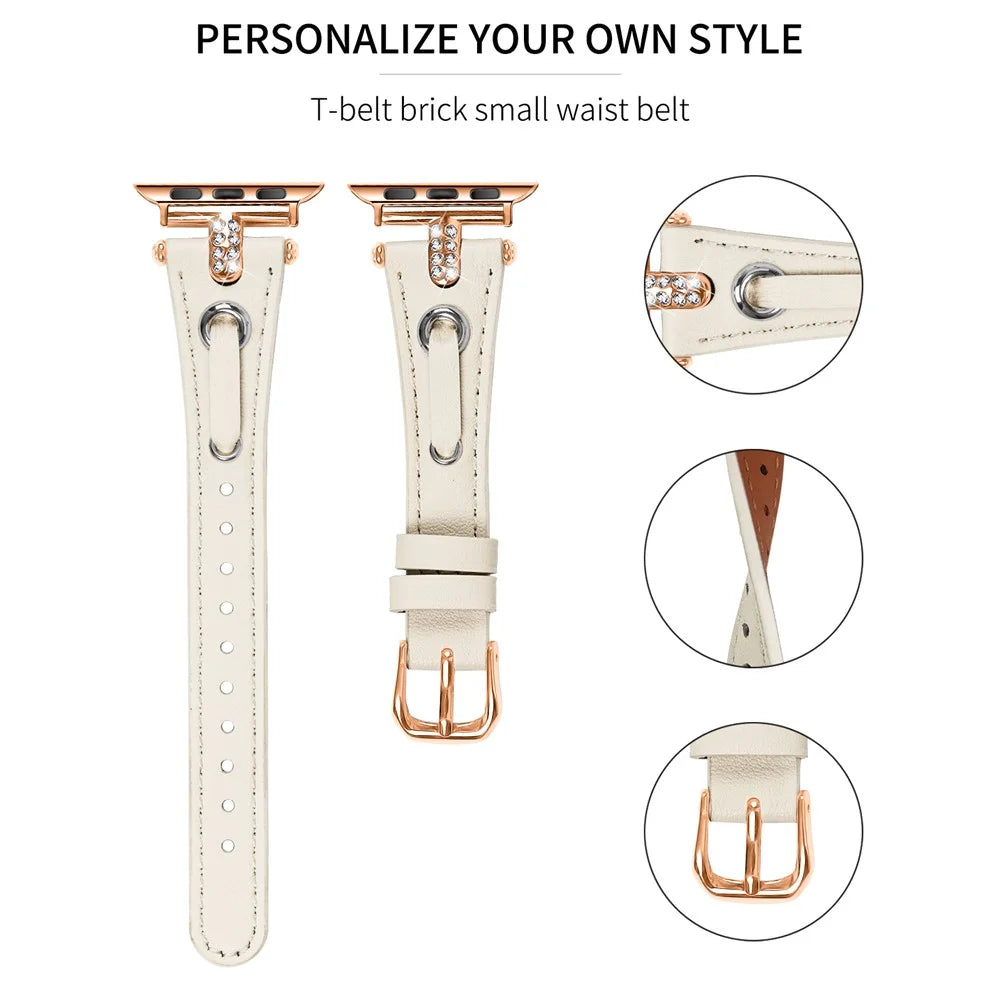 For Apple Watch Ultra 3 2 1 49mm / Series 11 10 46mm / 9 8 7 45mm / SE3 SE2 SE 6 5 4 44mm / 3 2 1 42mm Rose Gold Buckle Watchband - Apricot - 4