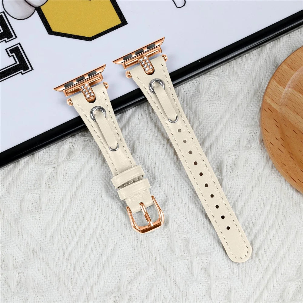 For Apple Watch Ultra 3 2 1 49mm / Series 11 10 46mm / 9 8 7 45mm / SE3 SE2 SE 6 5 4 44mm / 3 2 1 42mm Rose Gold Buckle Watchband - Apricot - 5