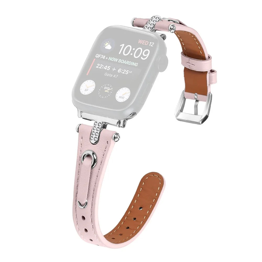 For Apple Watch Ultra 3 2 1 49mm / Series 11 10 46mm / 9 8 7 45mm / SE3 SE2 SE 6 5 4 44mm / 3 2 1 42mm Silver Buckle Watch Strap - Pink - 1
